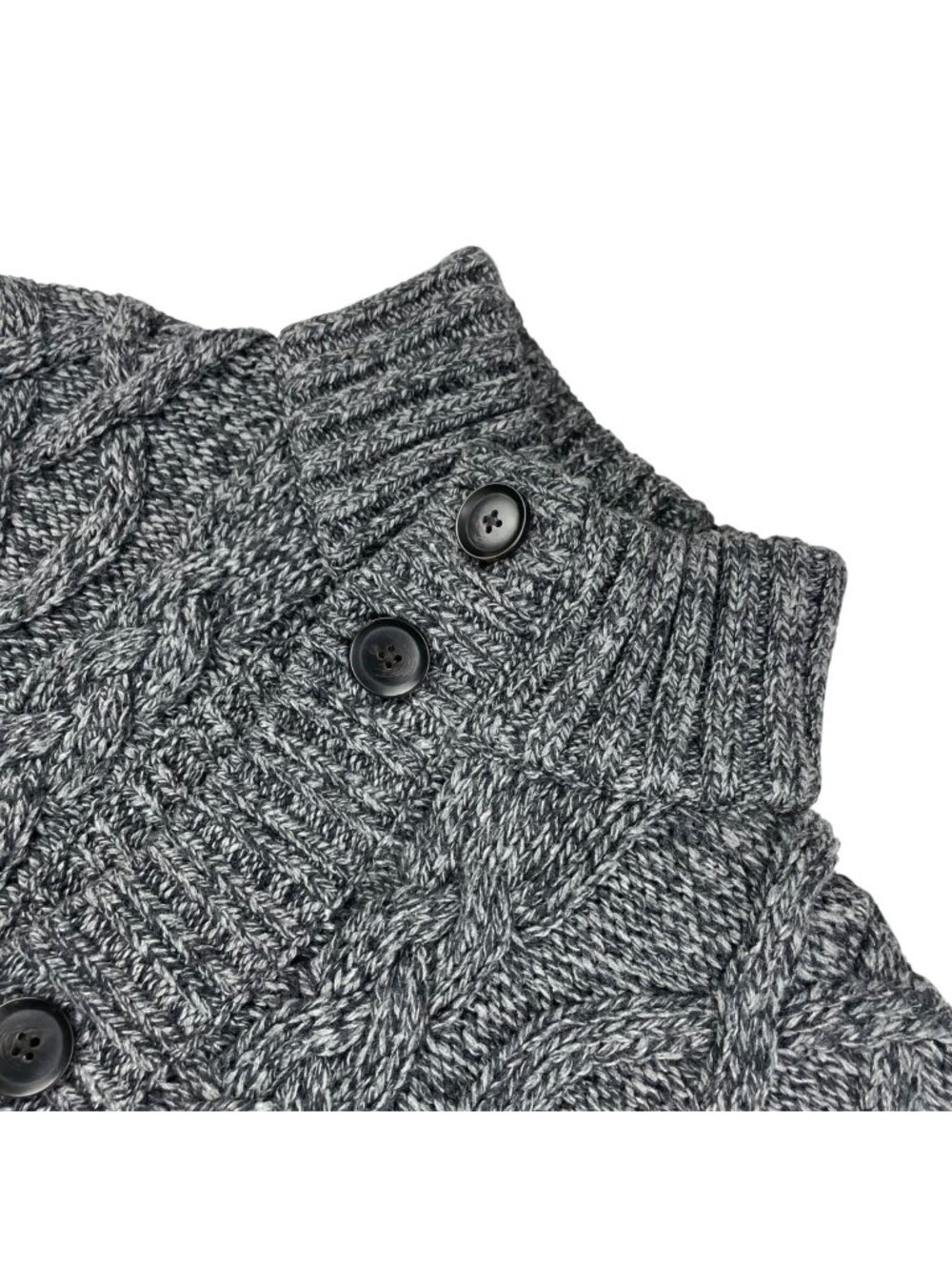 GAP Men’s Wool Blend Chunky-Knit Fisherman Cardigan Sweater Gray • 2XL